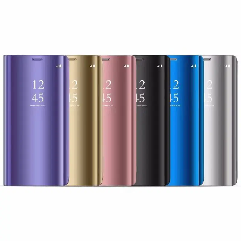 2023 Best Verkopende Lederen Pc Tpu Mobiele Telefoon Case Nieuwe Smart Spiegel Flip Telefoon Case Voor S23 Ultra S9 S8 Voor Samsung S23 Ultra