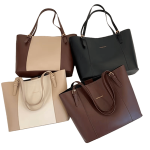 Sacs à main pour femmes en cuir PU de style rétro, nouvelle mode 2025, couture de couleur, grands sacs à main pour femmes pour les trajets quotidiens, vente en gros - Product Image 1