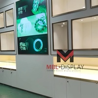 Vitrina de Pared para Joyería, Mueble de Exhibición de Jade, Vitrina Empotrada en Pared de Vidrio, Estante con Múltiples Compartimentos, Base de Almacenamiento