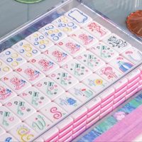 Tuiles de Mahjong en Acrylique et Denim de Luxe Modernes, Personnalisées pour le Mahjong Américain, Tuiles de Mahjong Portables à Deux Couches, Étanches, pour le Divertissement