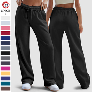 Pantalones anchos de algodón para mujer al por mayor de fábrica, pantalones de punto de cintura media, pantalones jogger, pantalones holgados para mujer para ropa deportiva - Product Image 1