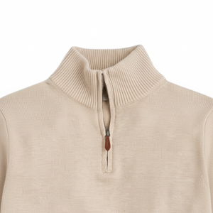 Suéter de Punto Personalizado para Hombre, Cuello Alto, Cierre de Cremallera de un Cuarto, Tejido Liso, Cálido para Invierno, Informal, OEM Personalizado - Product Image 1