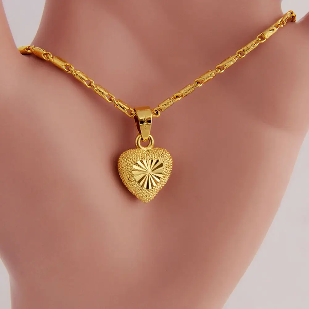 Dubai collana d'oro per le donne, dolce cuore gioielli, stile elegante, 24k