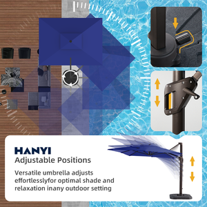 Sombrilla de <span class=keywords><strong>Patio</strong></span> Exterior Moderna de Aluminio, Anti-UV, Impermeable, con Base de Plástico, Diseño Rectangular Extra Grande de Doble Techo, Iluminación LED - Product Image 4