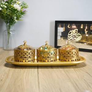 Eid Mubarak Ramadan Dekorative Eisen Moon Star Aufbewahrung sbox Transparente Küchen geschirr Kunststoffs chale für Trocken früchte Snack Trocken früchte - Product Image 1