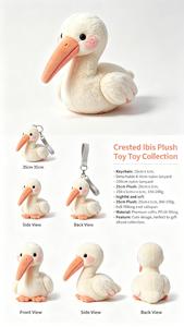 Peluche de Ibis Crestado, Peluche de Animal Raro Personalizado, Muñeco de Peluche de Zoológico, Regalo de Recuerdo, Venta al por Mayor - Product Image 5