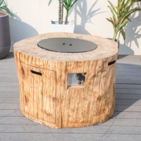 Table de foyer extérieur au propane en composite Terrafab marron/gris avec couvercle, 45000-49999 BTU, pour jardin et cour arrière
