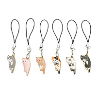 Pendentif en alliage motif chat de dessin animé avec goutte d'huile, mignon, pour cordon de téléphone, sac à dos, porte-monnaie, porte-clés, ou comme breloque de voiture, style Kawaii