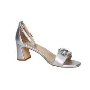 Sandales à talons pour femmes, argentées, talon de 6 cm, taille 40, décorées de cristaux, avec bride à la cheville - Product Image 2