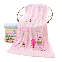 Toalla de baño grande para niños, absorbente, con estampado de lunares de dibujos animados, de fibra superfina Longren, toalla de playa de secado rápido para uso en el baño