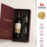 Coffret Cadeau de Luxe Personnalisé pour Vin de Bourgogne avec 2 Verres, Emballage Rigide en Carton pour Anniversaire de Mariage, Présentation Haut de Gamme