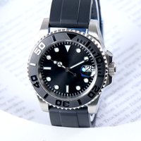 Reloj de Lujo para Hombre SIN LOGO NH35 Sub, Esfera con Fecha, Movimiento Mecánico Automático, Cristal de Zafiro, Resistente al Agua 10 Bar, Correa de Goma