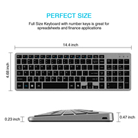 Clavier sans fil ergonomique et mince rechargeable 2.4G avec USB et type C, conception pleine grandeur et portable
