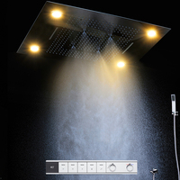 Ensemble de douche encastré au plafond avec LED, effet pluie, cascade et brume, système de douche intelligent pour salle de bain, mitigeur thermostatique avec télécommande