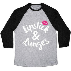 T-shirt de baseball unisexe en tissu tri-mélange Lipstick and Lunges - Product Image 5