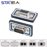 Connecteur D-SUB DB15 étanche IP67/IP68, femelle/mâle, droit/angulaire, pour circuit imprimé, 3 rangées, interface VGA industrielle, prise