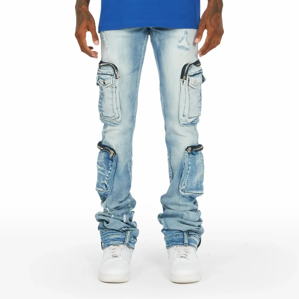 Calça jeans masculina de tamanho adulto premium totalmente personalizada, calça jeans masculina de serviço OEM slim fit estiramento rasgado