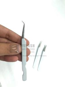 Pinzas de extensión de pestañas antiestáticas duraderas de precisión de acero inoxidable sostenible japonés brillante blanco punta puntiaguda - Product Image 4