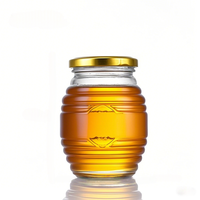 Bocaux en verre pour miel de luxe de haute qualité en forme de ruche, 90 ml, 180 ml, 350 ml, 730 ml, avec couvercle métallique