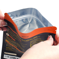 Sachet refermable à fond plat personnalisé avec fermeture éclair pour friandises lyophilisées de canard cru pour animaux de compagnie (chats et chiens)