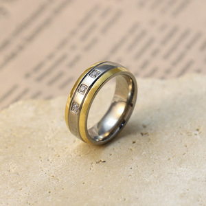 Pure <b>Titanium</b> <b>Ring</b> Geometric Shape Gold Inlay Channel Setting Women's Jewelry Everyday Wear - Product Image 4