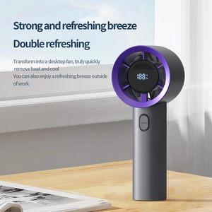 Ventilador de Mano Portátil Recargable USB, Mini, Pequeño, con Pantalla LED de 100 Velocidades, 2000mAh, Enfriamiento Turbo Jet Air - Product Image 3