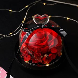 Cœur de rose éternelle multicolore sous cloche en verre pour Noël, décoration de bureau, de chambre et de maison, cadeau d'entreprise, récompense pour le personnel - Product Image 1