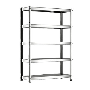 Scaffale Rettangolare da Cucina in Acciaio Inossidabile, Scaffalatura a 4 Ripiani Rinforzata, Mobile Contenitore da Terra, <span class=keywords><strong>Unit</strong></span>à Organizzativa - Product Image 5