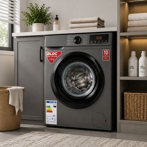 <span class=keywords><strong>Lave</strong></span>-<span class=keywords><strong>linge</strong></span> électrique frontal en acier inoxydable 12 kg avec moteur BLDC à inversion, 1200 tr/min, écran LED, autonome pour la maison - Product Image 4