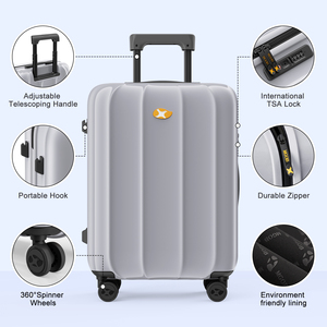 Wholesale Bulk <strong>Grey</strong> PC Hard Shell Luggage with TSA Lock 360 Spinner Wheels Portable Hook Carry on <strong>Suitcase</strong> for Holiday Travel - Product Image 2