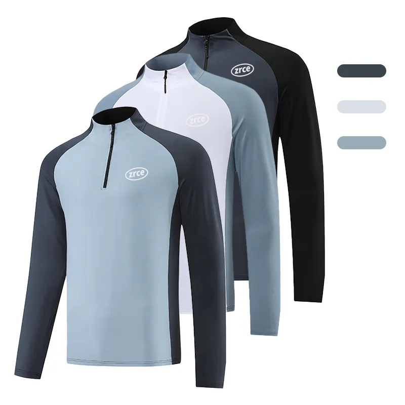 Halber Reiß verschluss Männer Active Quick Dry Stehkragen T-Shirt Top Athletic Running Gym Langarm T-Shirts für Sport bekleidung