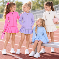 Ensemble de vêtements de yoga personnalisés pour filles, veste de survêtement à manches longues et jupe plissée, vêtements de sport pour enfants pour les activités de plein air