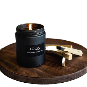 Frascos de Vidrio Redondos de Lujo en Negro Mate de 100 ml y 250 ml para Velas con Tapa de Madera con Corona, Electrochapados y Brillantes, para Regalos de Navidad y Bodas - Product Image 2
