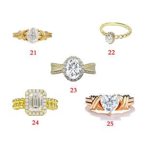 Moissanite Dames Verlovingsring 925 Sterling Zilver Geplatineerde Smaragd Gesneden Prong Setting Trendy Stijl-Verscheidenheid Modellen - Product Image 6