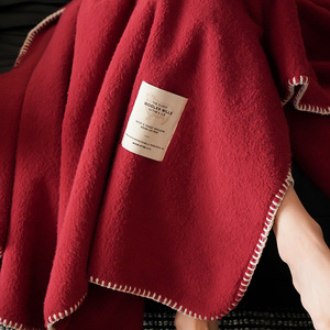Bionic Wool <b>Blanket</b> 180cm x 200-220cm Solid Color Luxury Fall Bedding Rectangle Claret - Product Image 2