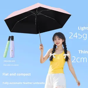 <span class=keywords><strong>Ombrello</strong></span> Ultraleggero Moderno Completamente <span class=keywords><strong>Automatico</strong></span> a Tre Pieghe, Antipioggia e Antisolare, Compatto e Portatile da Viaggio in Poliestere e Fibra di Vetro - Product Image 2