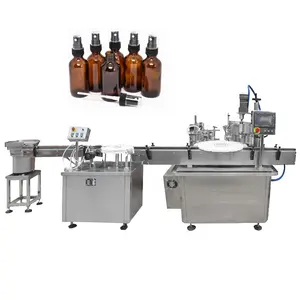 Automatic 2 in 1 small essential oil syrup vial bottle monoblock filling and capping machine