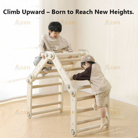 Estructura de Escalada Multifuncional Plegable para Niños, Equipo de Juego Interior para Niños Pequeños con Tobogán, Pizarra de Dibujo y Mesa de Bloques de Construcción