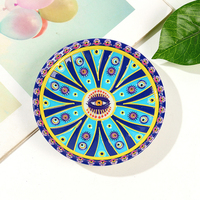 Aimant de réfrigérateur en céramique imprimé sur mesure en forme de plaque ronde, aimant de réfrigérateur en céramique œil porte-bonheur, souvenir