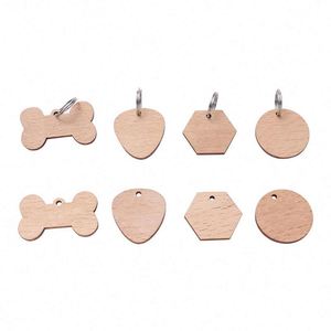 Engraving Pet ID Anti-lost Wood Collar Nameplate ID Tag Custom Engraving Blank Puppy Dog Tags Name Cat Tag Wooden Keychain