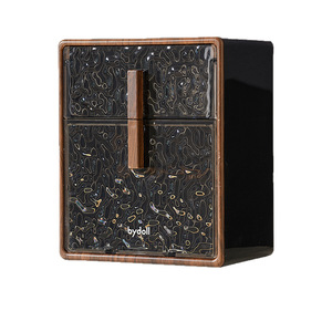 Retro Style Toilet Paper Holder Wall Mounted Tissue Box Rectangular Walnut Wood Bathroom Storage - Product Image 2