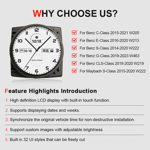 Reloj Inteligente Navihua para Coche, Accesorio de Pantalla de Hora <span class=keywords><strong>Central</strong></span> Automática para Mercedes Benz Clase C, E, S, G, <span class=keywords><strong>GLS</strong></span> - Product Image 2