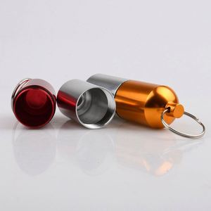 Outdoor Waterproof Aluminum Metal Box Holder <b>Mini</b> Small Medicine <b>Bottle</b> Aluminum Pill Box with Keychain - Product Image 3