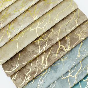 Produsen Kain Pelapis Mewah Rolay 100% Poliester Bergaris dengan Cetakan Foil Emas Kain Beludru untuk Gorden - Product Image 3
