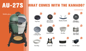 Auplex HOT Nouvelle Arrivée 27 pouces Pro, Fumoir Kamado Moderne Haut de Gamme pour Cuisine Extérieure, Barbecue au Charbon en Céramique à Base Lourde pour Camping 27 pouces - Product Image 1