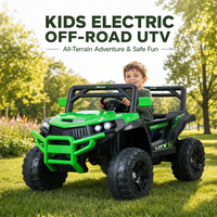 Voiture électrique tout-terrain pour enfants, véhicule télécommandé à quatre roues, musique, lumières, plastique, tout-terrain