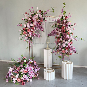 Bán Buôn Màu Tím Sắp Xếp Hoa Thiết Lập Bảng Rose Flower Bóng Nhân Tạo Hàng Đứng Vòm Hoa Cho Đảng Tổ Chức Sự Kiện Trang Trí Nội Thất - Product Image 1