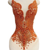 Grande applique de corsage en sequins et strass, appliques fines cousues à la main, cristaux et perles pour robes, vêtements et accessoires