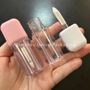 ISMAN Tube carré 4ml pour <span class=keywords><strong>gloss</strong></span> à lèvres avec grand pinceau applicateur en aluminium, tube vide rose, logo personnalisé blanc, pour huile à lèvres, fond de teint et correcteur - Product Image 2