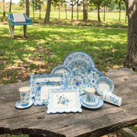 Ensemble de vaisselle jetable à motif floral printanier - Assiettes en papier papillon résistantes à la chaleur, bols en papier dentelle, gobelets de 9 oz - Thanksgiving